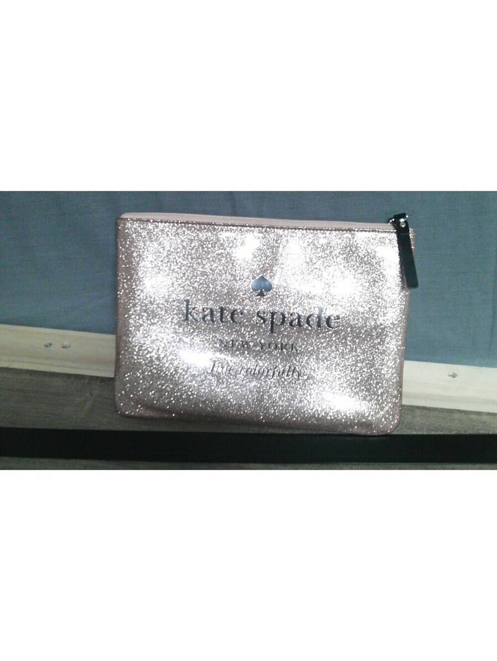 Kate Spade New York Glitter Zip Pouch Cosmetic Bag
